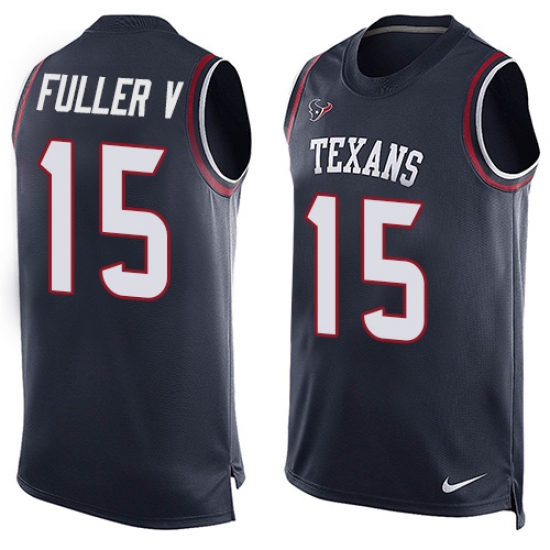 Men's Nike Houston Texans 15 Will Fuller V Limited Navy Blue Player Name & Number Tank Top NFL Jersey