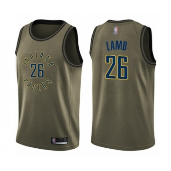 Men's Indiana Pacers 26 Jeremy Lamb Swingman Green Salute to Service Basketball Jersey