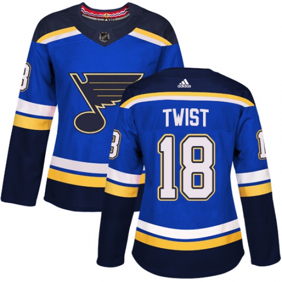 Women's Adidas St. Louis Blues 18 Tony Twist Premier Royal Blue Home NHL Jersey