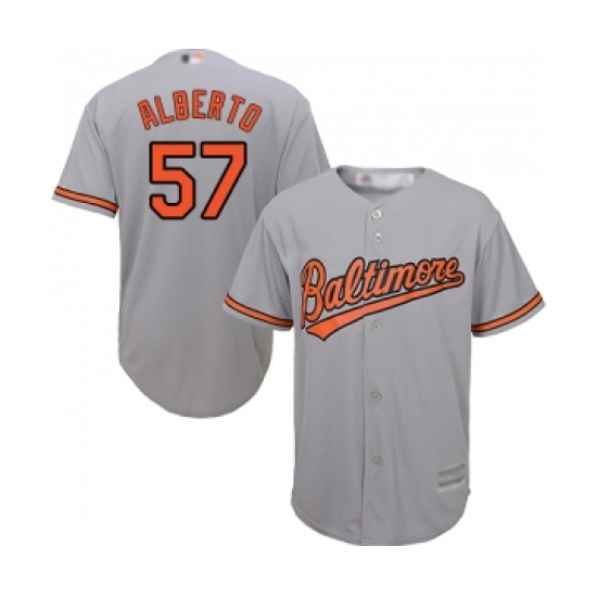 Men's Baltimore Orioles 57 Hanser Alberto Replica Grey Road Cool Base Baseball Jersey