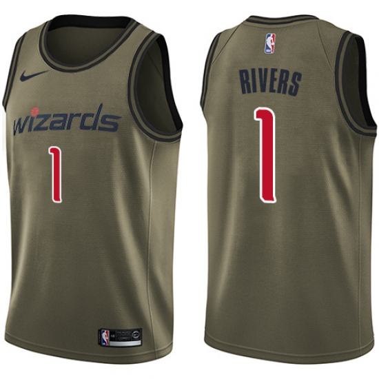 Men's Nike Washington Wizards 1 Austin Rivers Swingman Green Salute to Service NBA Jersey