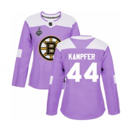 Women's Boston Bruins 44 Steven Kampfer Authentic Purple Fights Cancer Practice 2019 Stanley Cup Final Bound Hockey Jersey