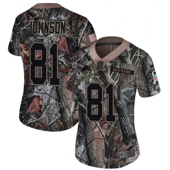 Women's Nike Detroit Lions 81 Calvin Johnson Limited Camo Rush Realtree NFL Jersey