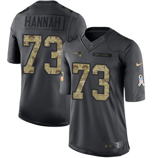 Men's Nike New England Patriots 73 John Hannah Limited Black 2016 Salute to Service NFL Jersey