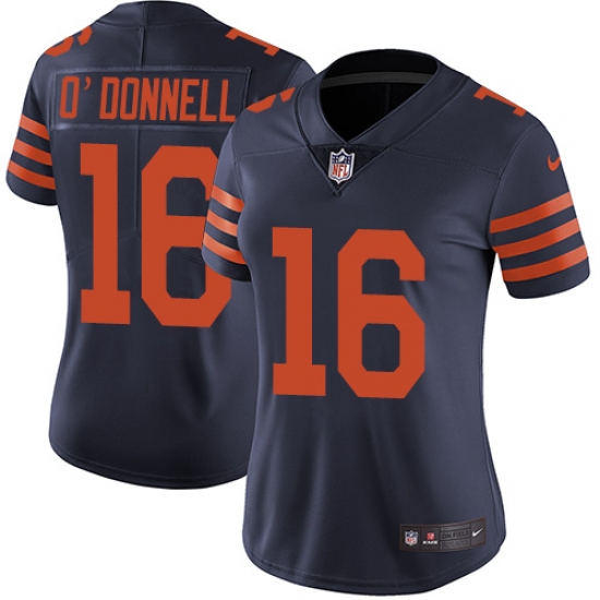 Women's Nike Chicago Bears 16 Pat O'Donnell Navy Blue Alternate Vapor Untouchable Limited Player NFL Jersey