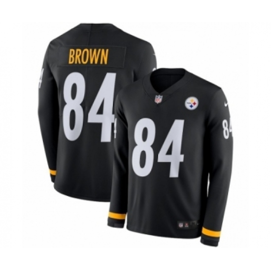 Youth Nike Pittsburgh Steelers 84 Antonio Brown Limited Black Therma Long Sleeve NFL Jersey