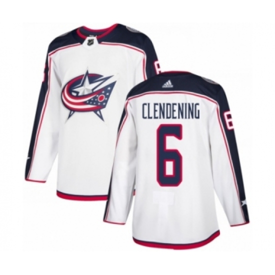 Youth Adidas Columbus Blue Jackets 6 Adam Clendening Authentic White Away NHL Jersey