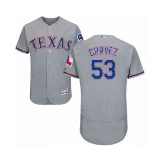 Men's Texas Rangers 53 Jesse Chavez Grey Road Flex Base Authentic Collection Baseball Player Jersey