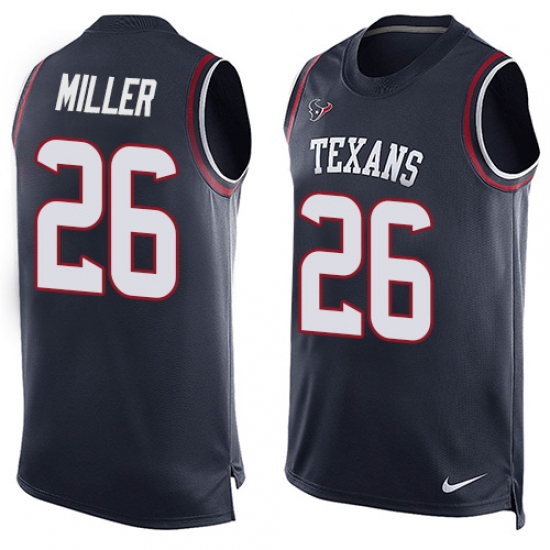 Men's Nike Houston Texans 26 Lamar Miller Limited Navy Blue Player Name & Number Tank Top NFL Jersey