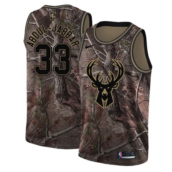 Women's Nike Milwaukee Bucks 33 Kareem Abdul-Jabbar Swingman Camo Realtree Collection NBA Jersey