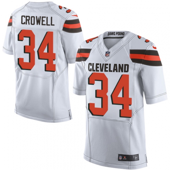 Men's Nike Cleveland Browns 34 Isaiah Crowell Elite White NFL Jersey