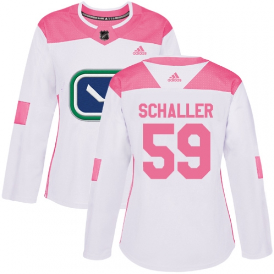 Women's Adidas Vancouver Canucks 59 Tim Schaller Authentic White Pink Fashion NHL Jersey