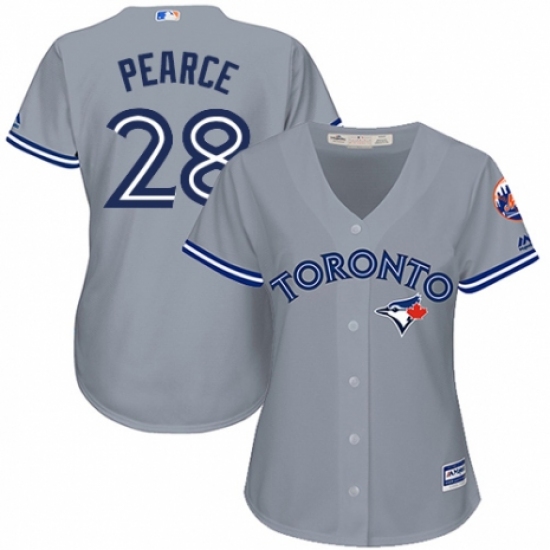 Women's Majestic Toronto Blue Jays 28 Steve Pearce Replica Grey Road MLB Jersey