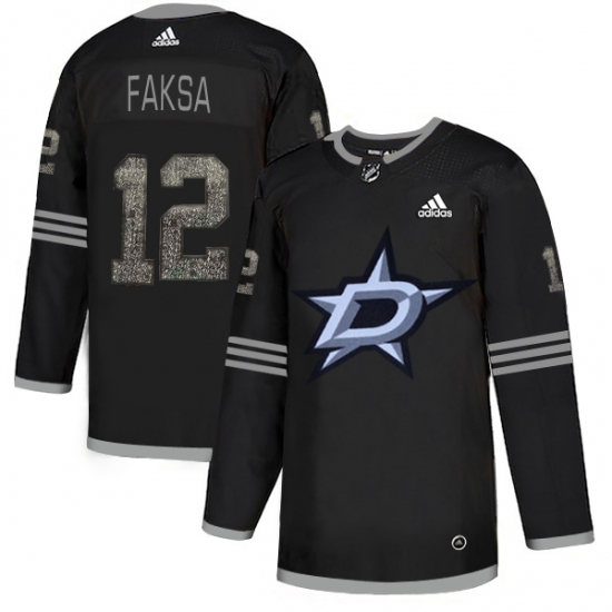 Men's Adidas Dallas Stars 12 Radek Faksa Black Authentic Classic Stitched NHL Jersey