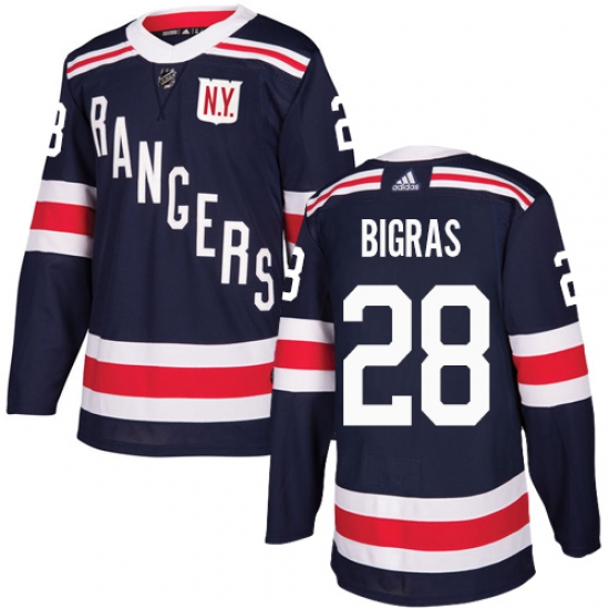 Youth Adidas New York Rangers 28 Chris Bigras Authentic Navy Blue 2018 Winter Classic NHL Jersey