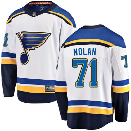 Men's St. Louis Blues 71 Jordan Nolan Fanatics Branded White Away Breakaway NHL Jersey