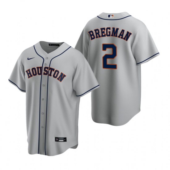 Men's Nike Houston Astros 2 Alex Bregman Gray Road Stitched Baseball Jersey