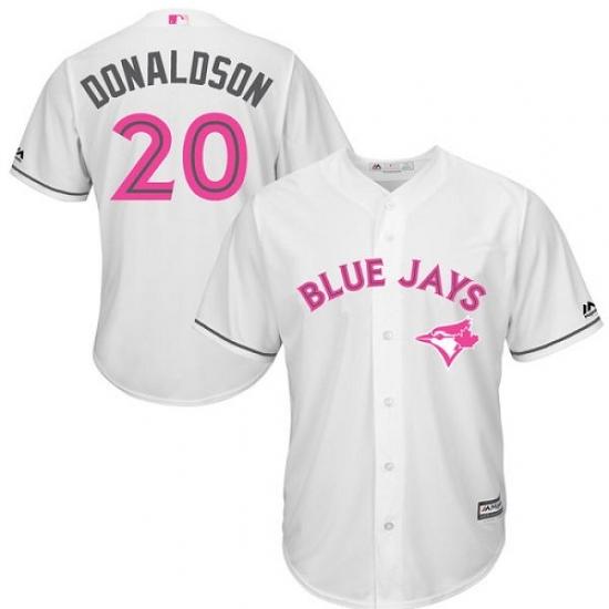 Men's Majestic Toronto Blue Jays 20 Josh Donaldson Replica White 2016 Mother's Day MLB Jersey