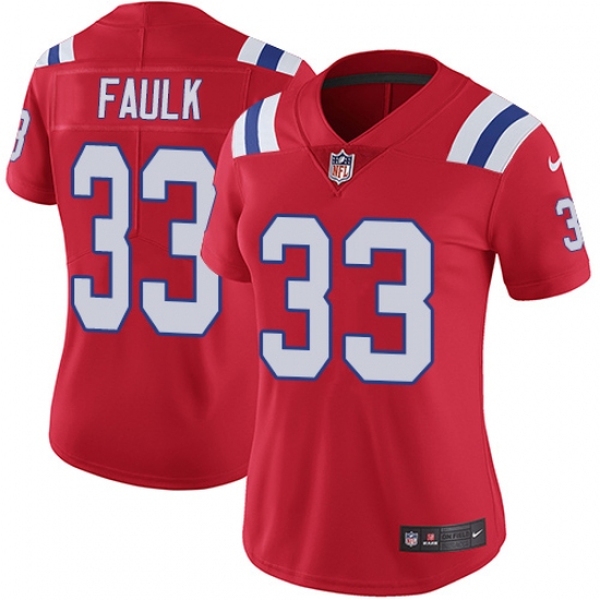 Women's Nike New England Patriots 33 Kevin Faulk Red Alternate Vapor Untouchable Limited Player NFL Jersey