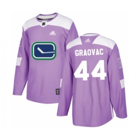 Men's Vancouver Canucks 44 Tyler Graovac Authentic Purple Fights Cancer Practice Hockey Jersey