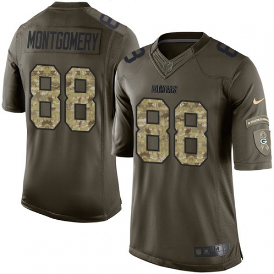 Men's Nike Green Bay Packers 88 Ty Montgomery Elite Green Salute to Service NFL Jersey