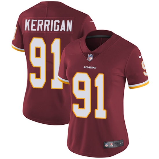 Women's Nike Washington Redskins 91 Ryan Kerrigan Burgundy Red Team Color Vapor Untouchable Limited Player NFL Jersey