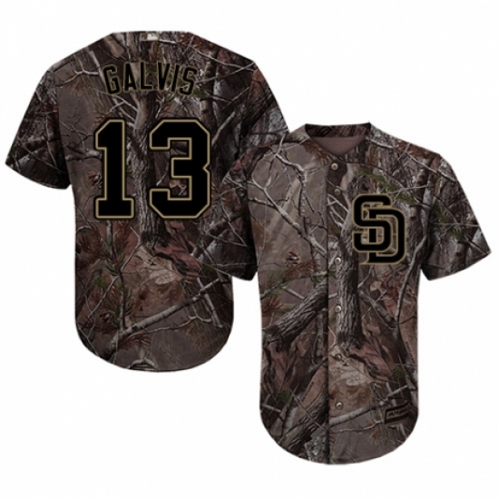 Youth Majestic San Diego Padres 13 Freddy Galvis Authentic Camo Realtree Collection Flex Base MLB Jersey