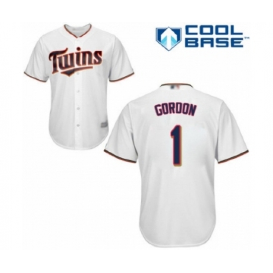 Youth Minnesota Twins 1 Nick Gordon Authentic White Home Cool Base Baseball Player Jersey