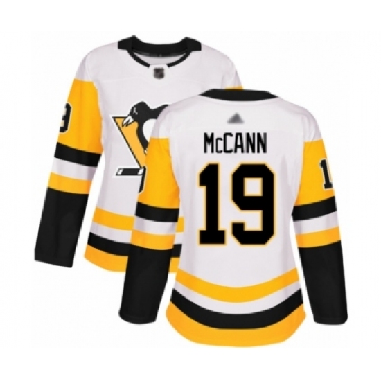 Women's Pittsburgh Penguins 19 Jared McCann Authentic White Away Hockey Jersey