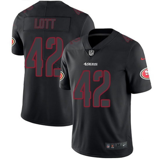 Men's Nike San Francisco 49ers 42 Ronnie Lott Limited Black Rush Impact NFL Jersey