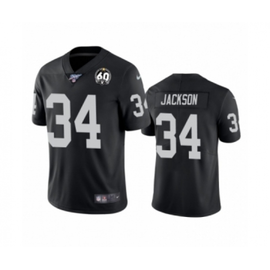 Women's Oakland Raiders 34 Bo Jackson Black 60th Anniversary Vapor Untouchable Limited Player 100th Season Football Jersey