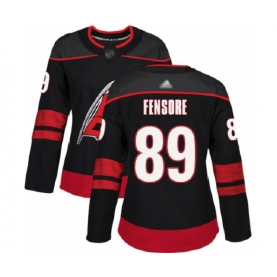 Women's Carolina Hurricanes 89 Domenick Fensore Authentic Black Alternate Hockey Jersey