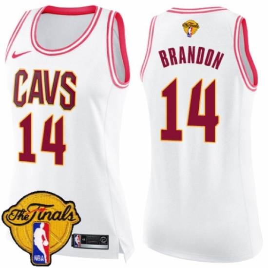 Women's Nike Cleveland Cavaliers 14 Terrell Brandon Swingman White/Pink Fashion 2018 NBA Finals Bound NBA Jersey