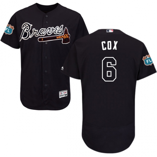 Men's Majestic Atlanta Braves 6 Bobby Cox Navy Blue Alternate Flex Base Authentic Collection MLB Jersey