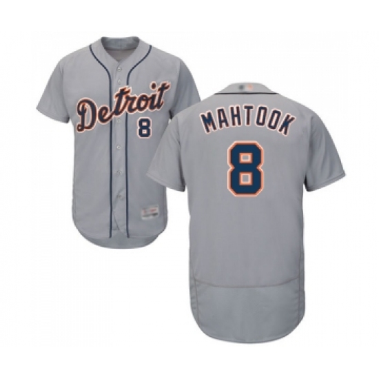 Men's Detroit Tigers 8 Mikie Mahtook Grey Road Flex Base Authentic Collection Baseball Jersey