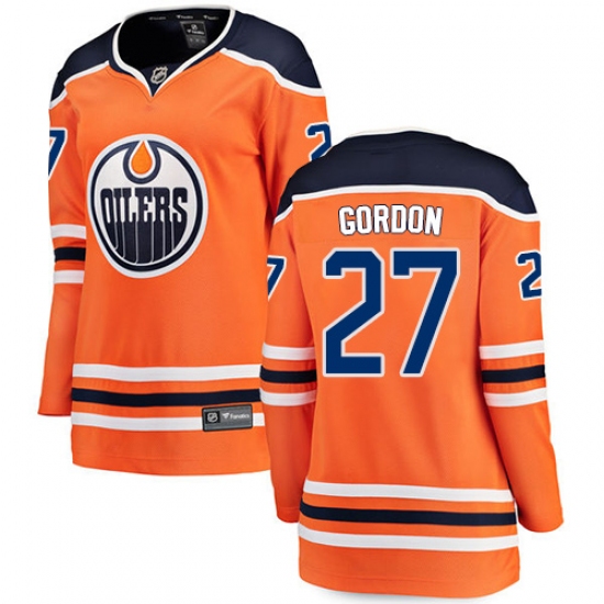 Women's Edmonton Oilers 27 Boyd Gordon Fanatics Branded Orange Home Breakaway NHL Jersey