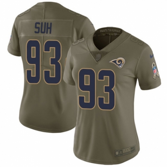 Women's Nike Los Angeles Rams 93 Ndamukong Suh Limited Olive 2017 Salute to Service NFL Jersey