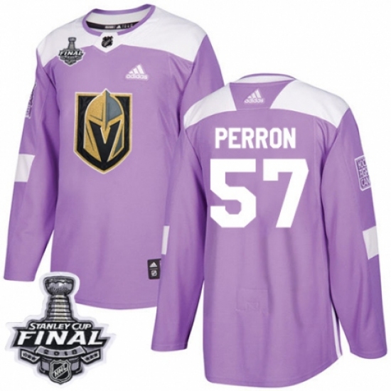 Men's Adidas Vegas Golden Knights 57 David Perron Authentic Purple Fights Cancer Practice 2018 Stanley Cup Final NHL Jersey