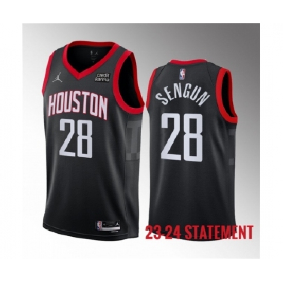 Men's Houston Rockets 28 Alperen Sengun Black 2023 Statement Edition Stitched Basketball Jersey