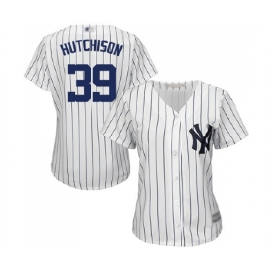 Women's New York Yankees 39 Drew Hutchison Authentic White Home Baseball Jersey