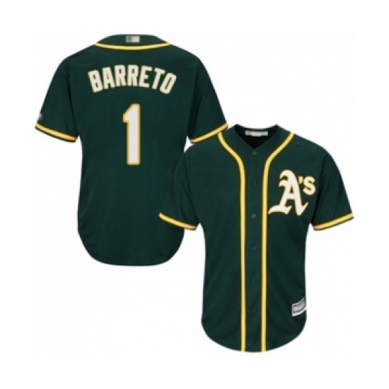 Youth Oakland Athletics 1 Franklin Barreto Authentic Green Alternate 1 Cool Base Baseball Player Jersey