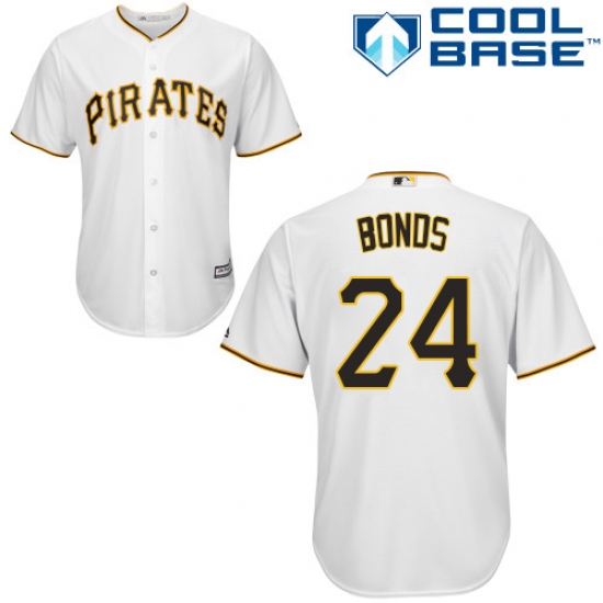 Youth Majestic Pittsburgh Pirates 24 Barry Bonds Replica White Home Cool Base MLB Jersey