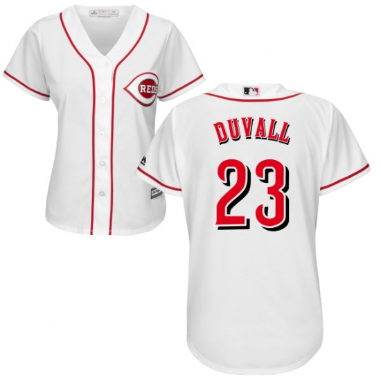 Women's Majestic Cincinnati Reds 23 Adam Duvall Authentic White Home Cool Base MLB Jersey