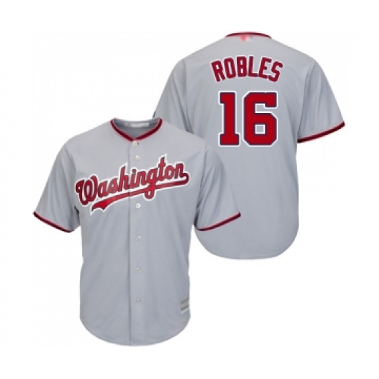 Youth Washington Nationals 16 Victor Robles Replica Grey Road Cool Base Baseball Jersey