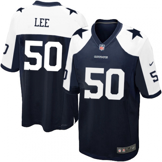 Men's Nike Dallas Cowboys 50 Sean Lee Game Navy Blue Throwback Alternate NFL Jersey