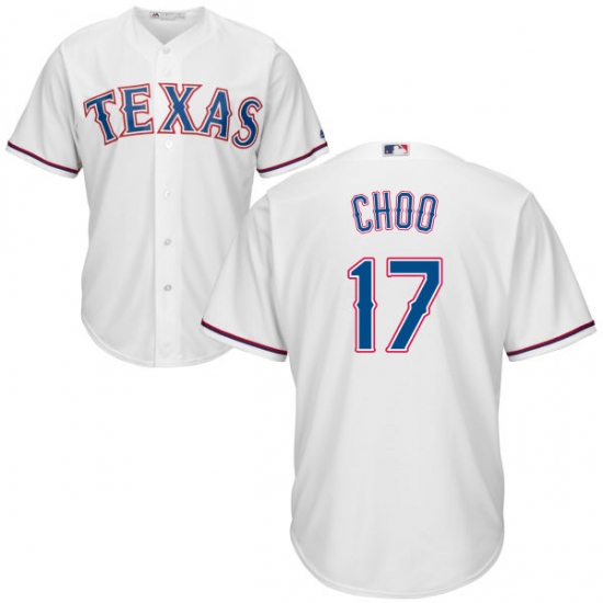 Men's Majestic Texas Rangers 17 Shin-Soo Choo Replica White Home Cool Base MLB Jersey