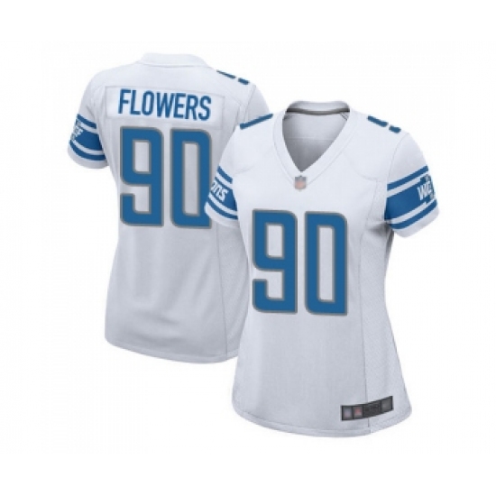 Women's Detroit Lions 90 Trey Flowers Game White Football Jersey