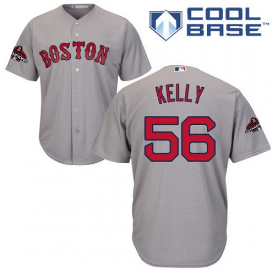 Youth Majestic Boston Red Sox 56 Joe Kelly Authentic Grey Road Cool Base 2018 World Series Champions MLB Jersey