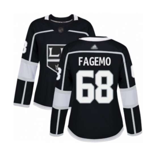 Women's Los Angeles Kings 68 Samuel Fagemo Authentic Black Home Hockey Jersey