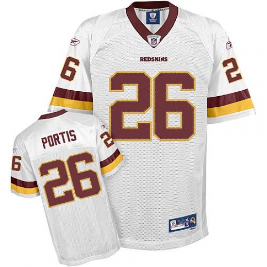 Reebok Washington Redskins 26 Clinton Portis White Authentic Throwback NFL Jersey